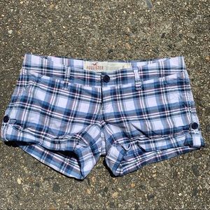 Hollister Blue Plaid Shorts- (Size 0)